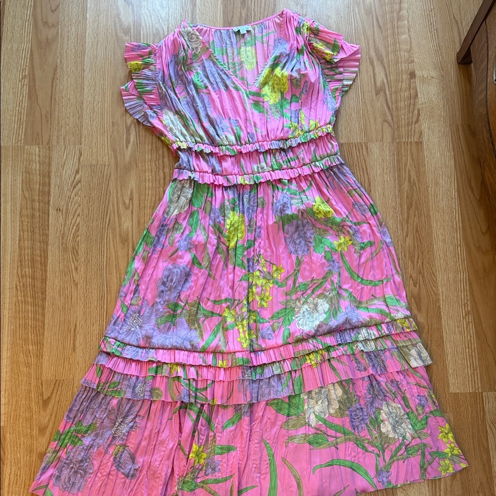 Floral Pink Womens Dress L